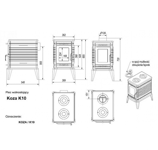 Печь-камин (буржуйка) Koza/K10 термостат_2